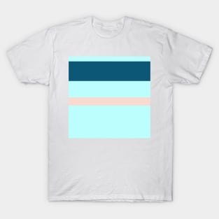 A superb farrago of Oxford Blue, Blue Sapphire, Sea, Pale Cyan and Champagne Pink stripes. T-Shirt